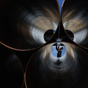 precision steel pipes industrial product clean background